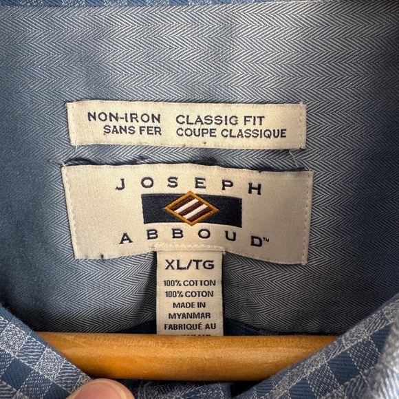 Joseph Abboud Men's Long‎ Sleeve Mini Check Button Up Shirt Blue Size X-Large - Picture 3 of 12